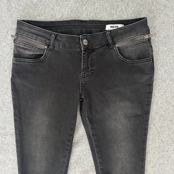 Anine Bing Jeans Womens 30 Low Rise Skinny Black Jax Ankle Zip Stretch - Picture 2 of 11